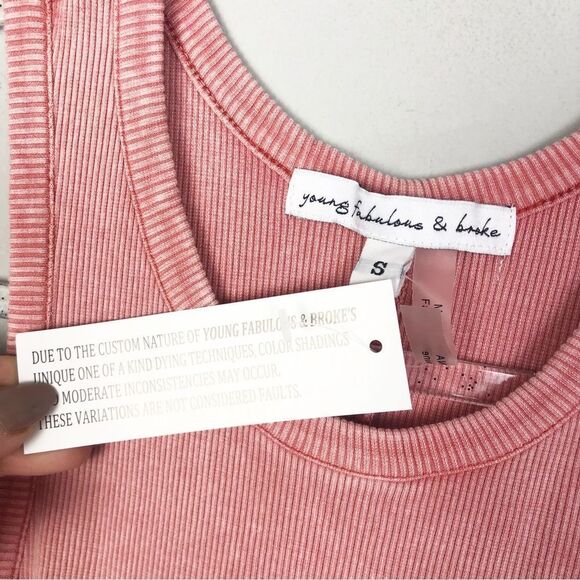 YOUNG FABULOUS & BROKE | NEW Robbie Ribbed Pink Midi Tank Dress Women’s Size S - Picture 8 of 9